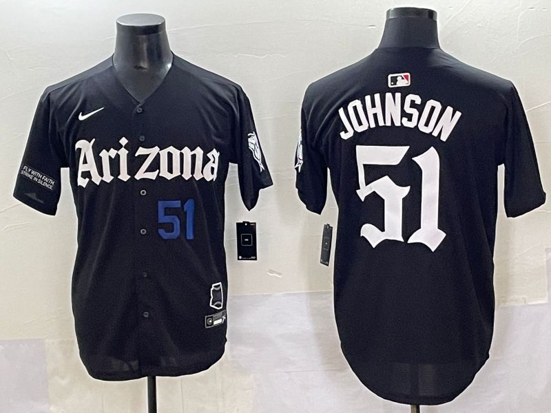 Men 2025 Arizona Diamondback #51 Johnson Black Five generations Joint Name Nike MLB Jersey style 8->arizona diamondback->MLB Jersey